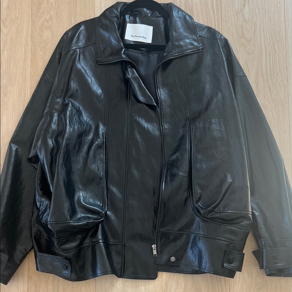 The Frankie Shop Shiny Black Leather Jacket - Picture 3 of 4